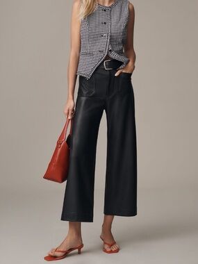 Anthropologie Faux Leather Wide Leg Colette Pants - 30 TALL